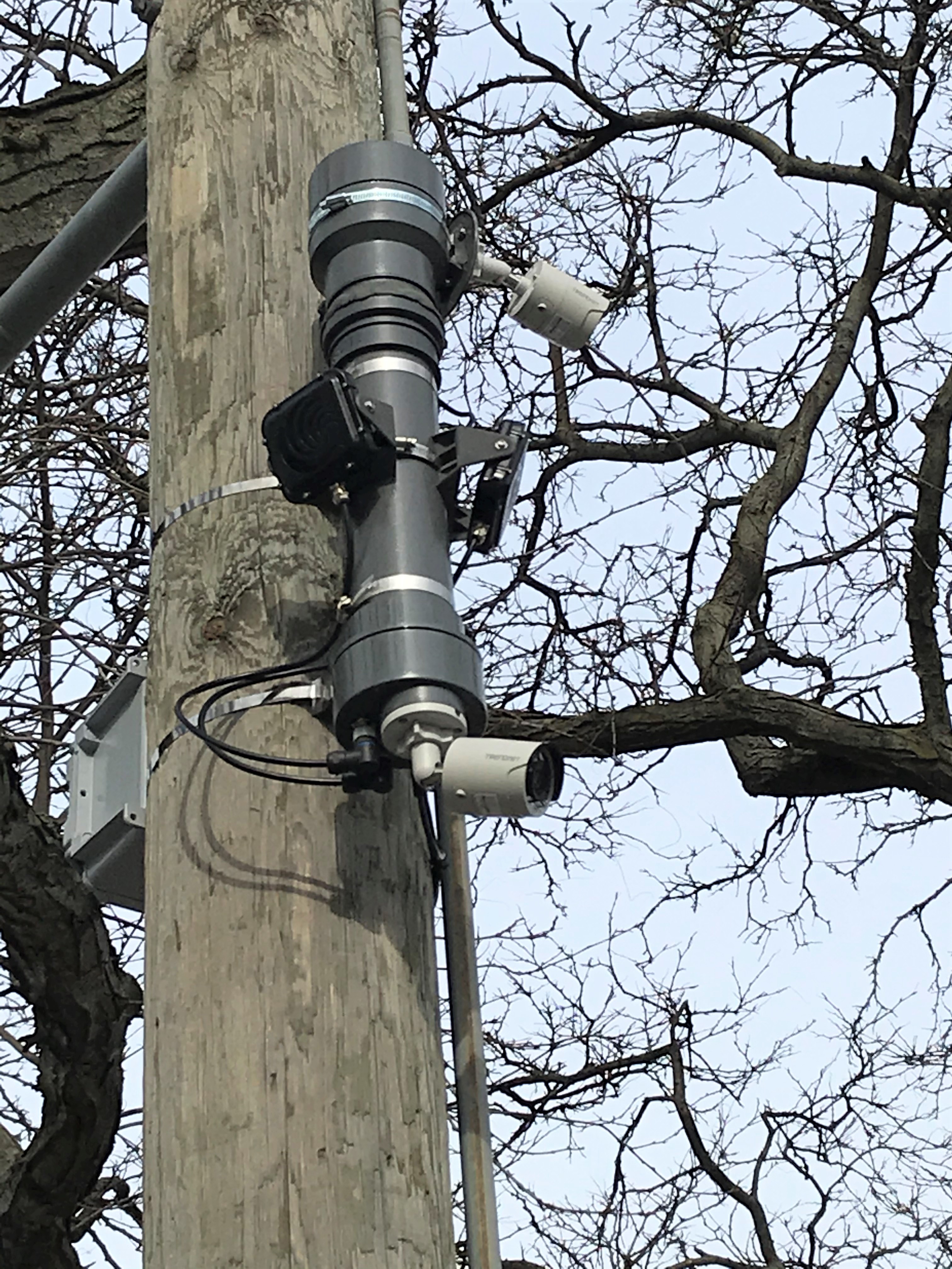 SmartCone edge unit and camera mounted on a utility pole in the field